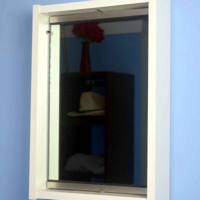 Wheelchair height refraction mirror in shadowbox frame, with our exclusive "EZ-Aim adjustment feature. Available in white or grey.