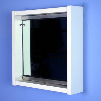 Refraction mirror in shadowbox frame, with our exclusive "EZ-Aim adjustment feature. Available in white or grey.