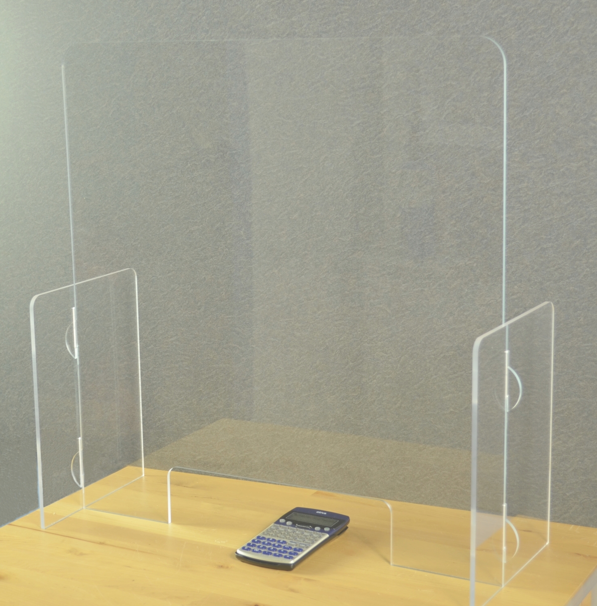 Enviro-Guard. Ideal for Reception, Consulting, Contact Lens, Point of Sale, and more. Sizes available for seated or standing positions (see sizes below). Made in NC with American-made materials. Choice of solid front or 3” tall transaction cutout (shown). 1/4” thick clear acrylic. Easy assembly—locking tabs, no tools! Custom sizes available.