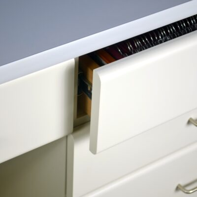 6 Drawer Promotional Desk, thermofoil drawer fronts.